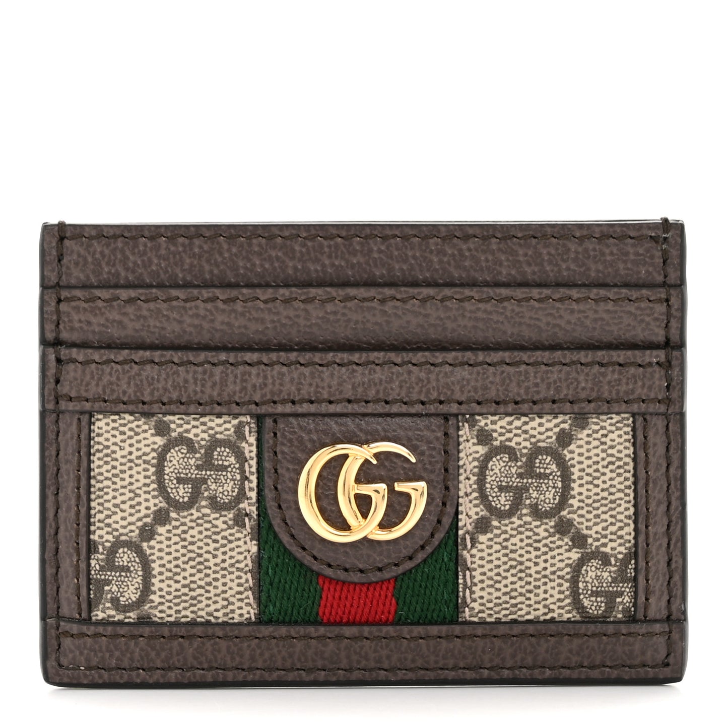 GG Supreme Monogram Ophidia Card Holder Brown