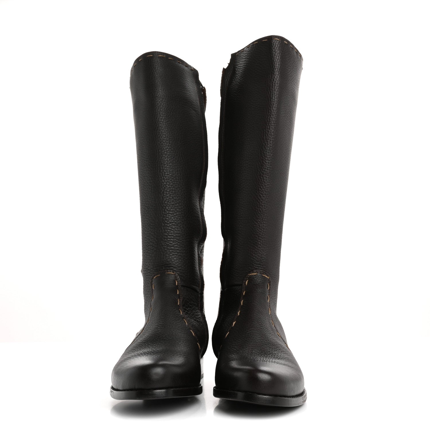 Fendi Cuoio Romano Selleria Boots 38.5 Brown 2 of 14