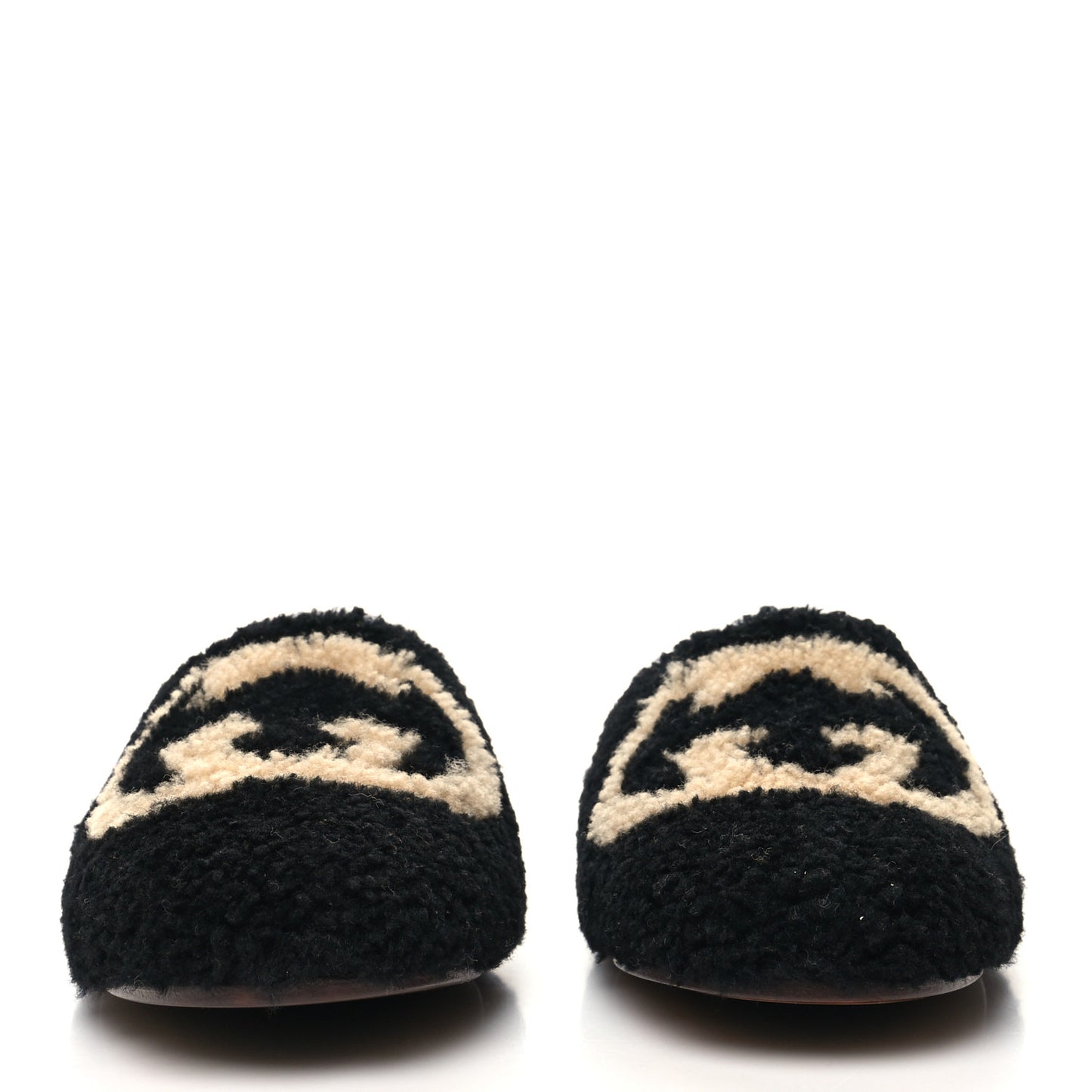 Shearling Interlocking G Womens Eileen Slippers 35 Black Butterscotch