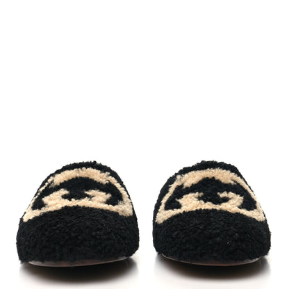 Gucci Shearling Interlocking G Womens Eileen Slippers 35 Black Butterscotch 2 of 8
