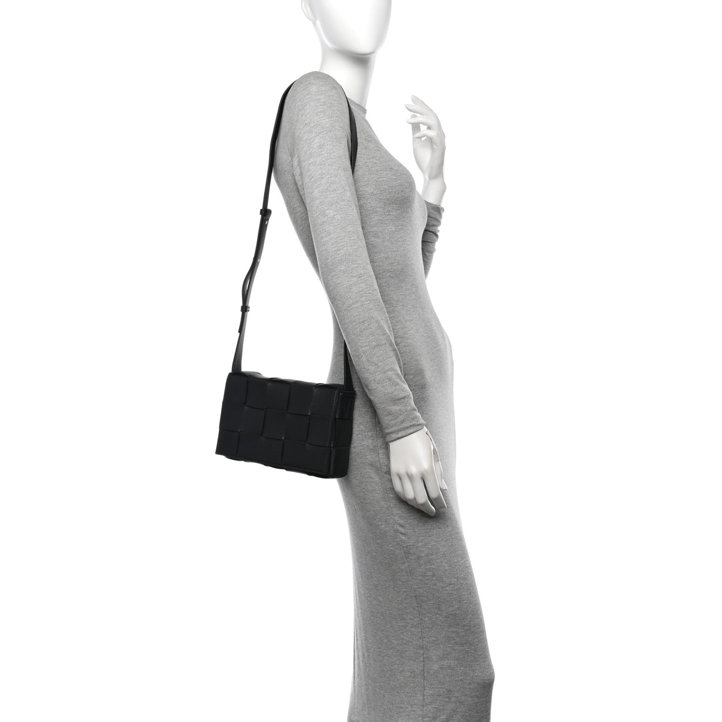 Lambskin Maxi Intrecciato Cassette Crossbody Bag Black