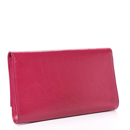 Saint Laurent Textured Patent Monogram Large Belle De Jour Clutch Fuchsia 2 of 11
