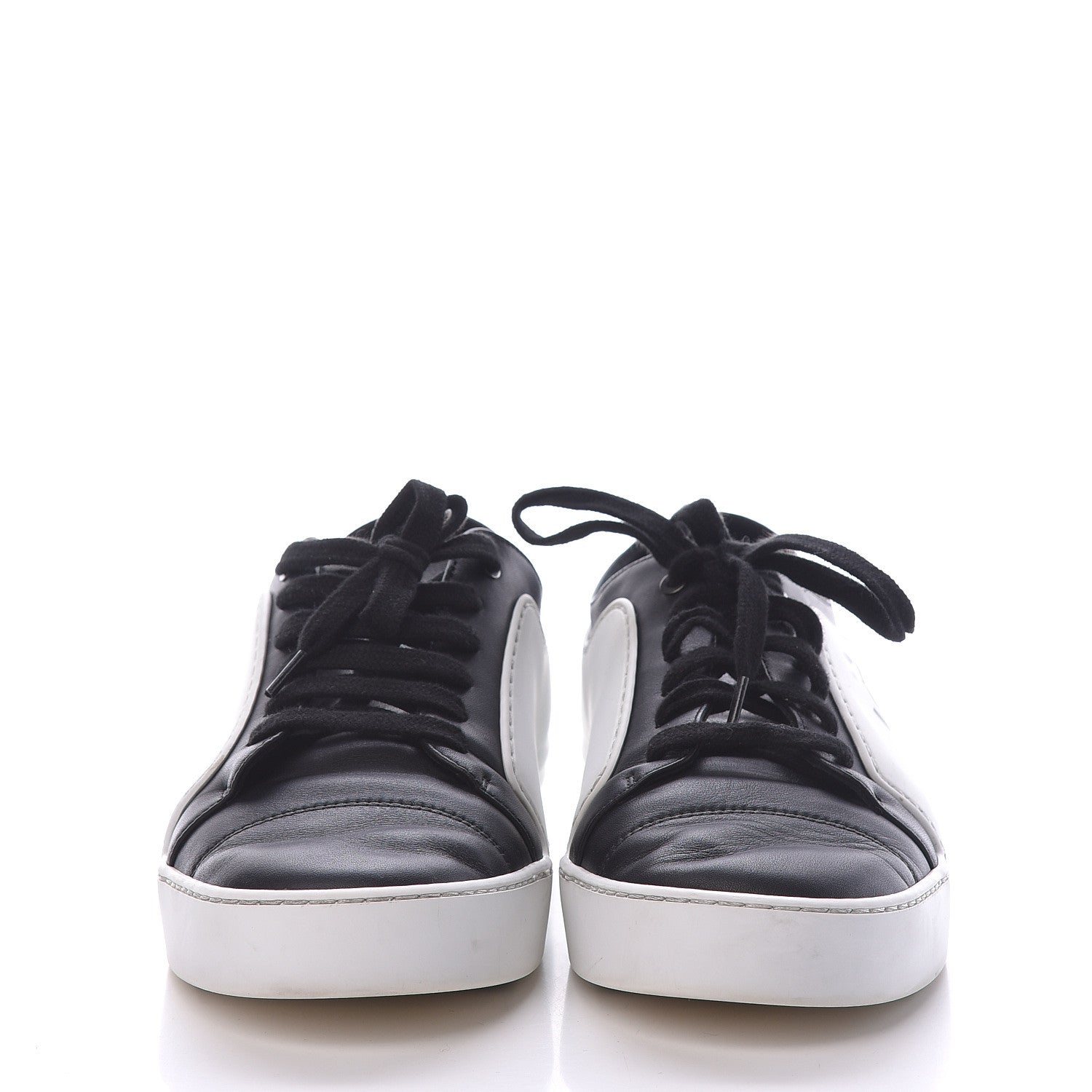 Chanel Calfskin Womens CC Sneakers 39.5 Black White 2 of 12