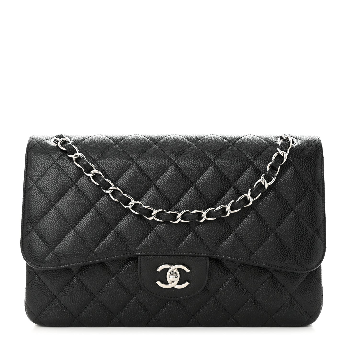 Caviar Quilted Jumbo Double Flap Black