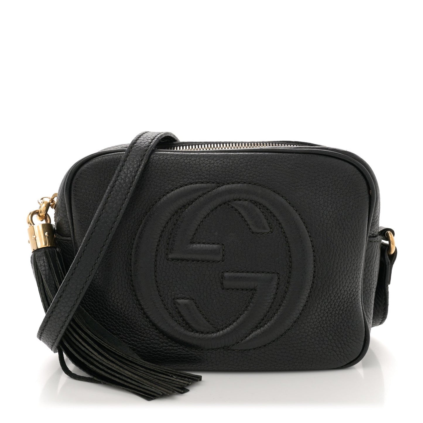 Pebbled Calfskin Small Soho Disco Bag Black