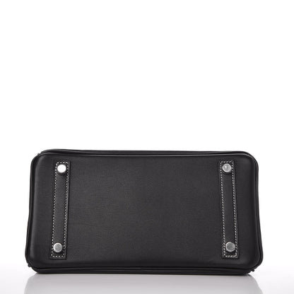Hermes Swift Horseshoe Birkin 25 Black White 6 of 35
