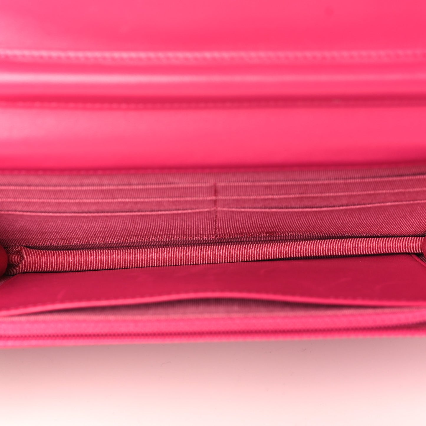 Lambskin Quilted Wallet On Chain WOC Dark Pink