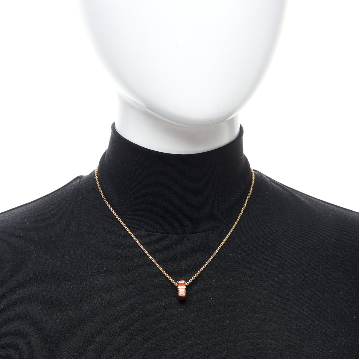 Bulgari 18K Rose Gold Diamond Carnelian Serpenti Viper Pendant Necklace 2 of 6