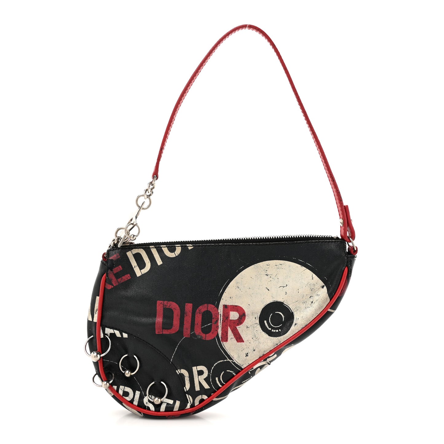 Coated Canvas Hardcore Mini Saddle Pochette Black Red
