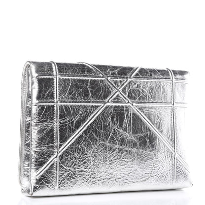 Christian Dior Metallic Calfskin Diorama Clutch Silver 3 of 8
