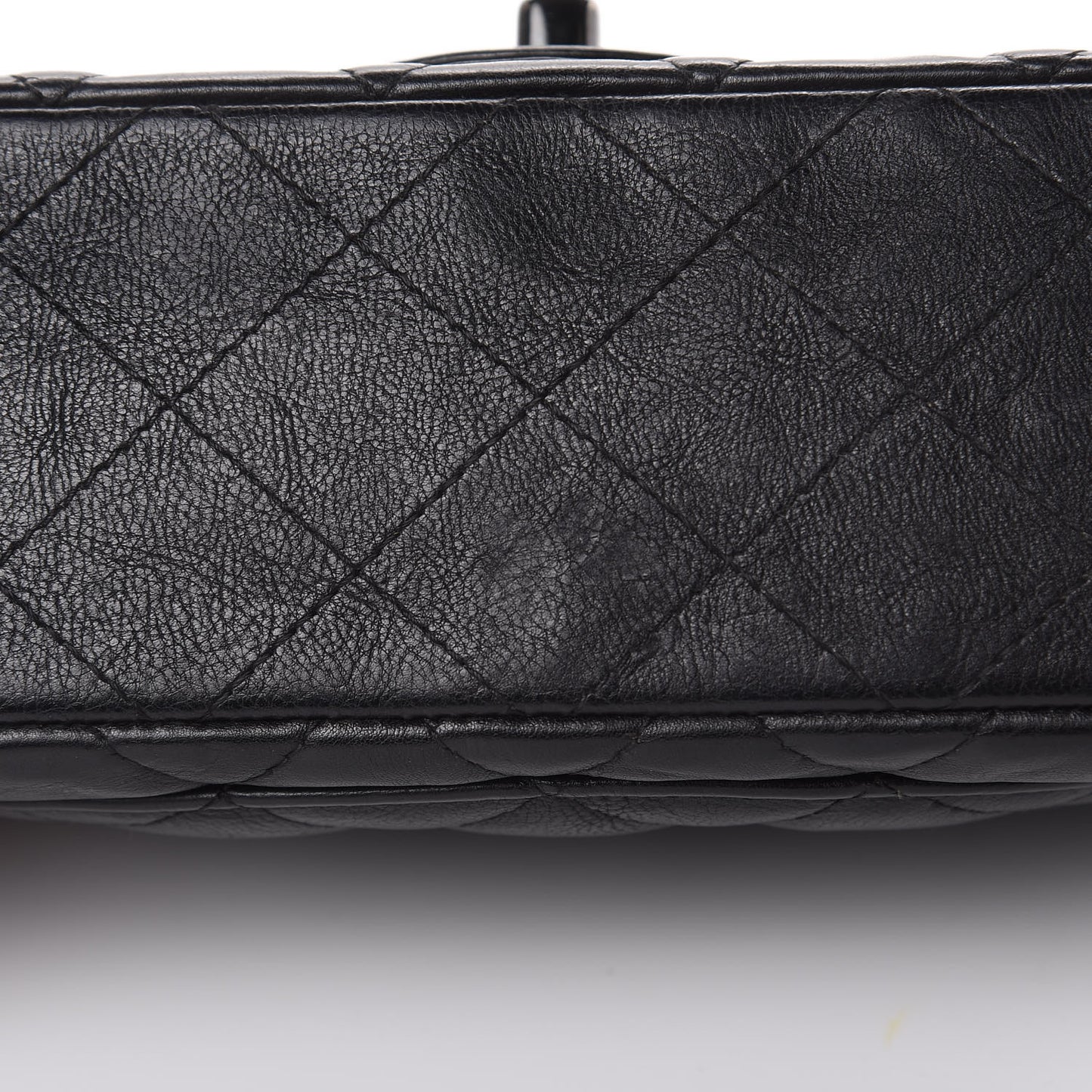Crumpled Calfskin Quilted Mini Rectangular Flap So Black