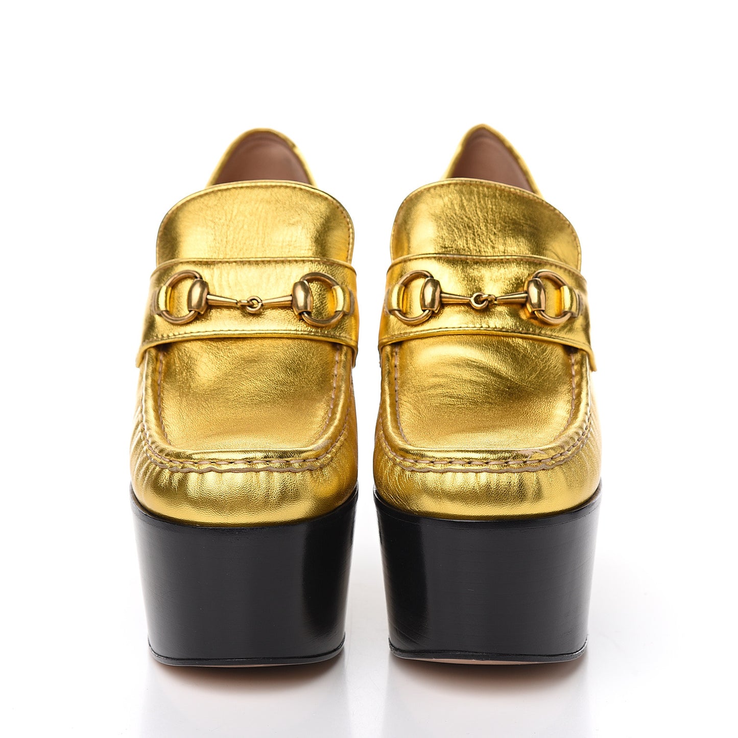Malaga Kid Pearl Studded Vegas Platform Loafers 40 Gold