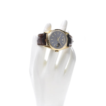 Rolex 18K Yellow Gold Alligator 36mm Oyster Perpetual Day-Date Watch Bright Blue 18238 2 of 8