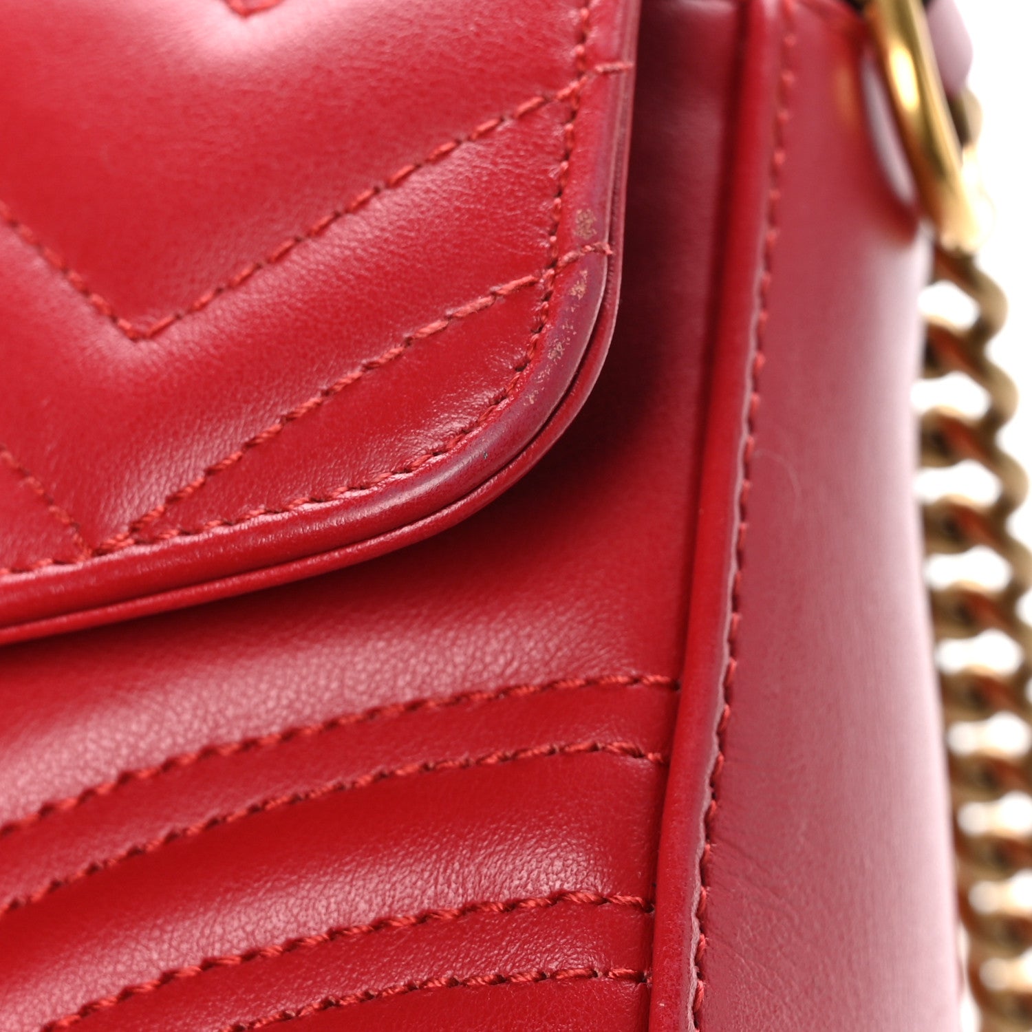 Gucci Calfskin Matelasse Mini GG Marmont Top Handle Shoulder Bag Hibiscus Red 13 of 13