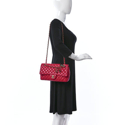Chanel Lambskin Quilted Valentine Charms Medium Flap Red 2 of 10
