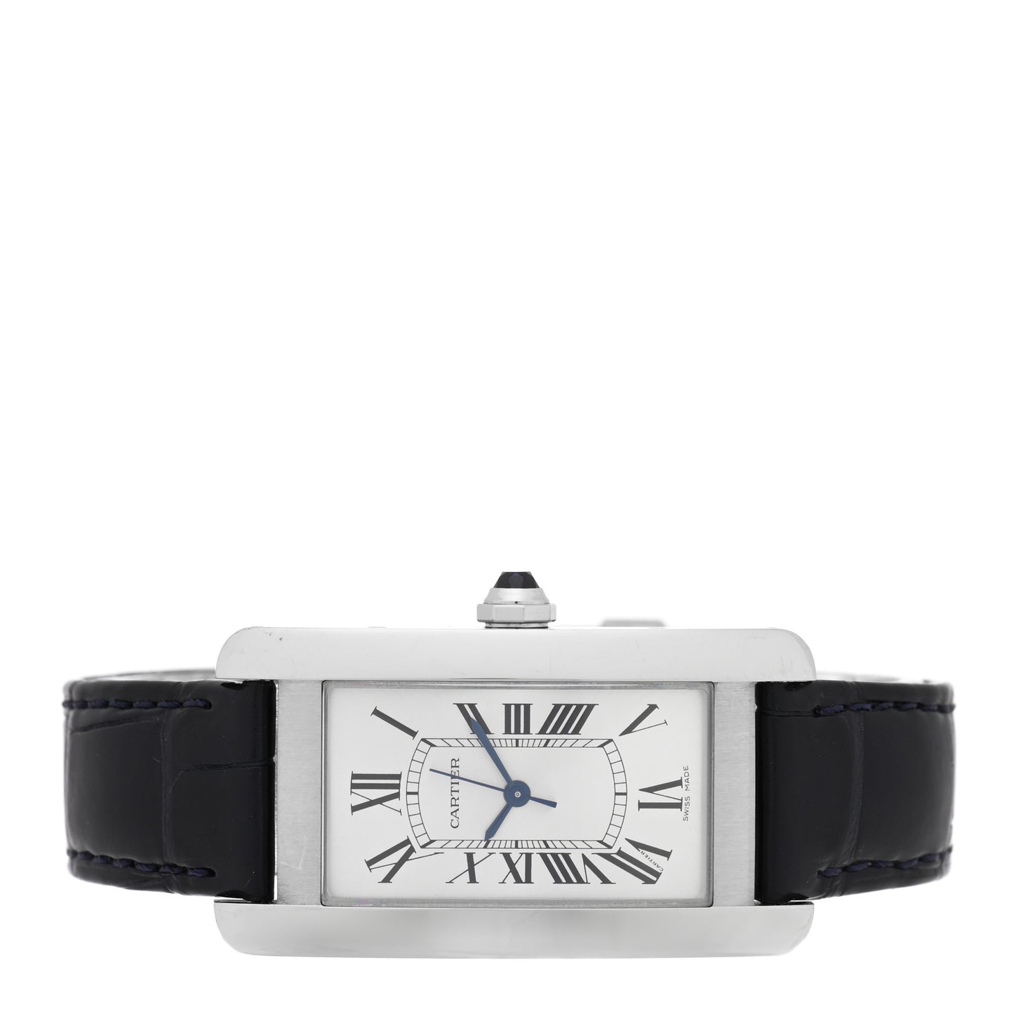 Stainless Steel Alligator 19mm Tank Americaine Quartz Watch