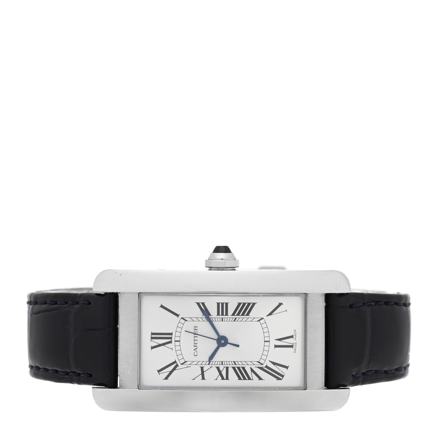Cartier Stainless Steel Alligator 19mm Tank Americaine Quartz Watch 2 of 5