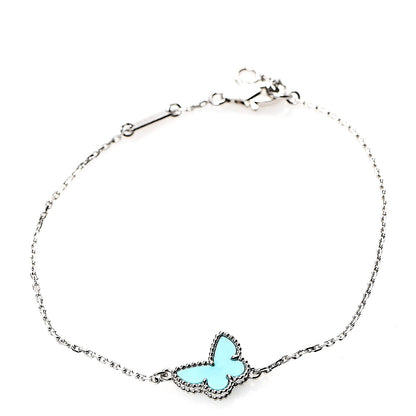 Van Cleef & Arpels 18K White Gold Turquoise Sweet Alhambra Butterfly Bracelet 1 of 5