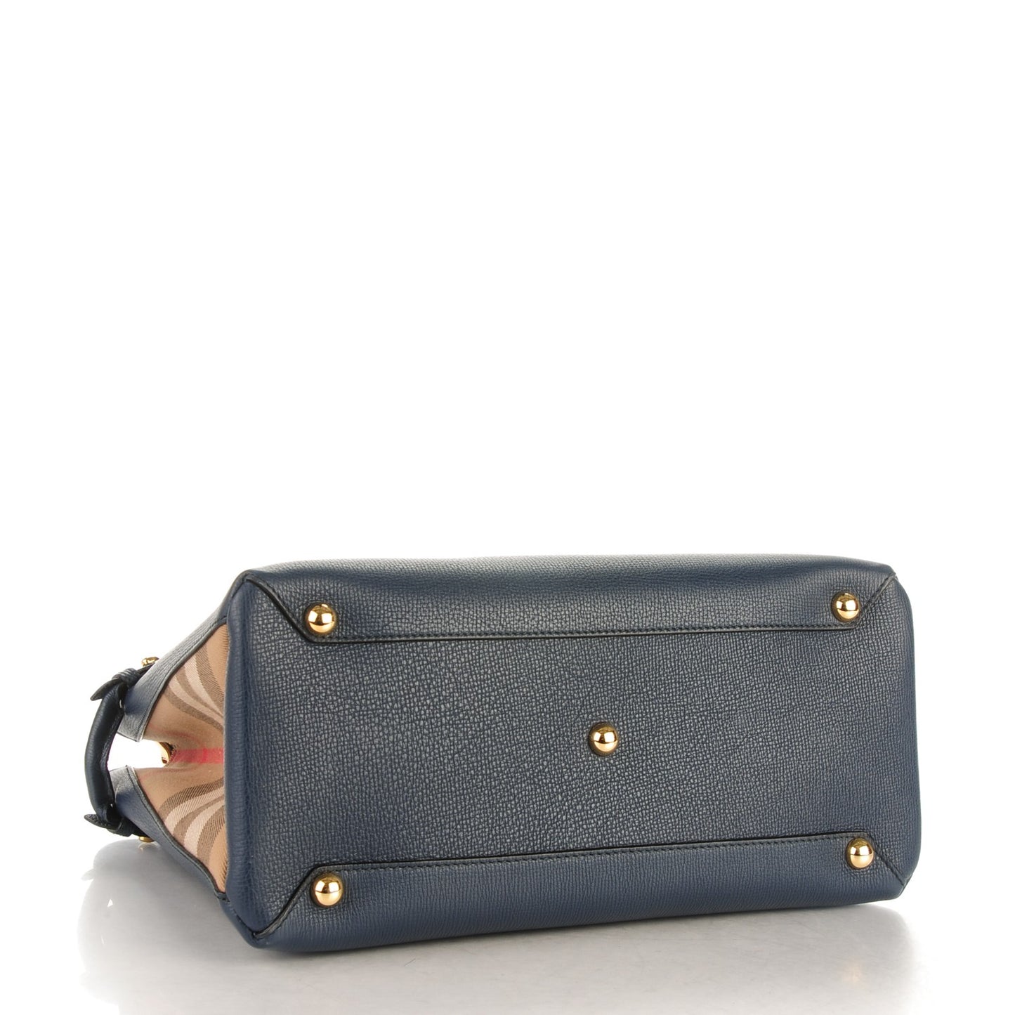 Calfskin House Check Medium Banner Tote Ink Blue