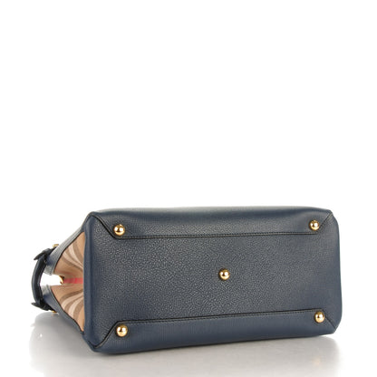 Burberry Calfskin House Check Medium Banner Tote Ink Blue 4 of 8