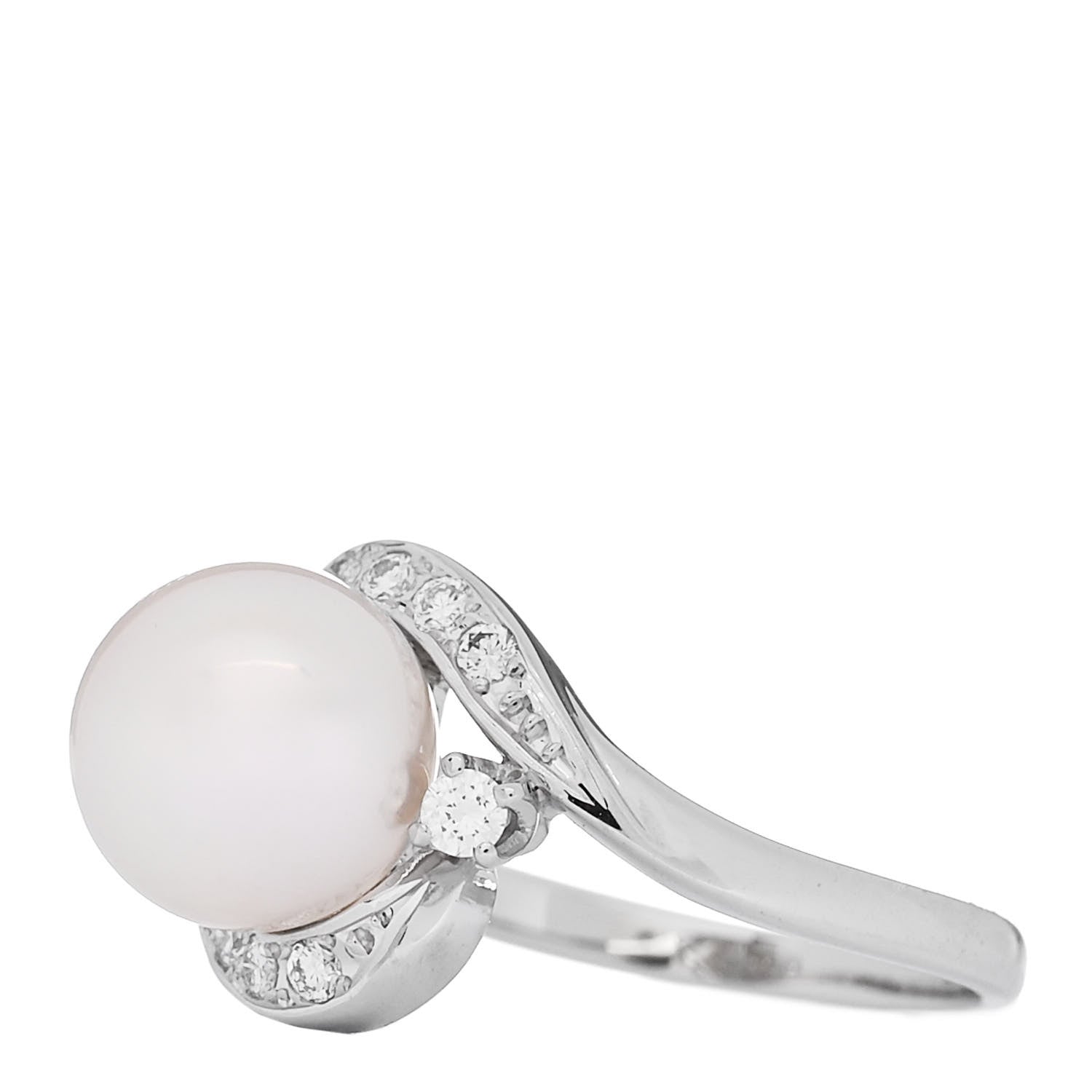 Mikimoto Platinum Diamond Akoya Cultured Pearl 8mm Ring 49 5 3 of 5