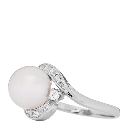 Mikimoto Platinum Diamond Akoya Cultured Pearl 8mm Ring 49 5 3 of 5