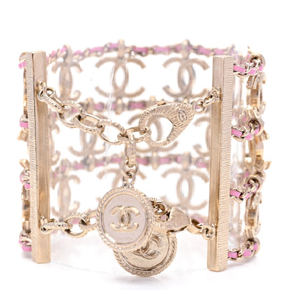Chanel Metal Lambskin CC Chain Link Bracelet Gold Pink 3 of 5