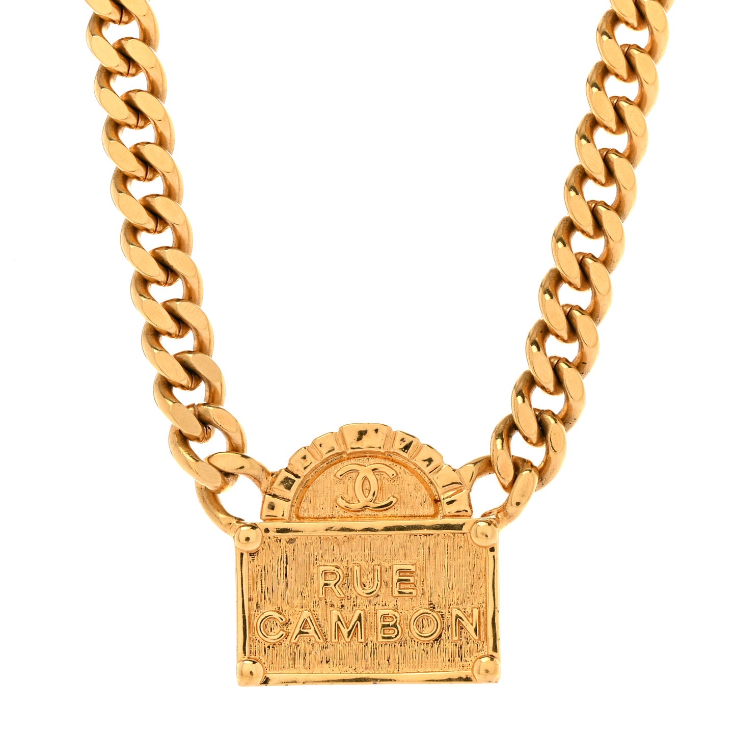 Metal Chain Link CC Rue Cambon Choker Necklace Gold