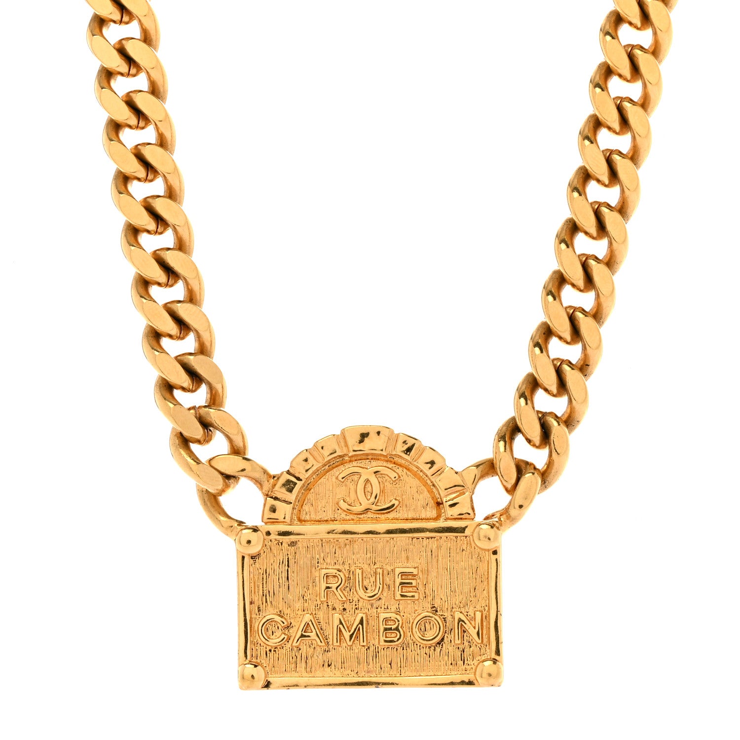 Chanel Metal Chain Link CC Rue Cambon Choker Necklace Gold 4 of 6