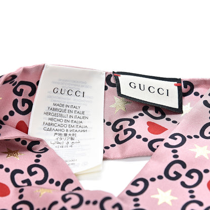 Gucci Silk Twill Big Dimmy Neck Bow Scarf Pink Blue 2 of 2