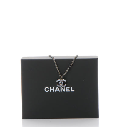 Chanel Ruthenium Crystal CC Necklace Iridescent Blue 7 of 7