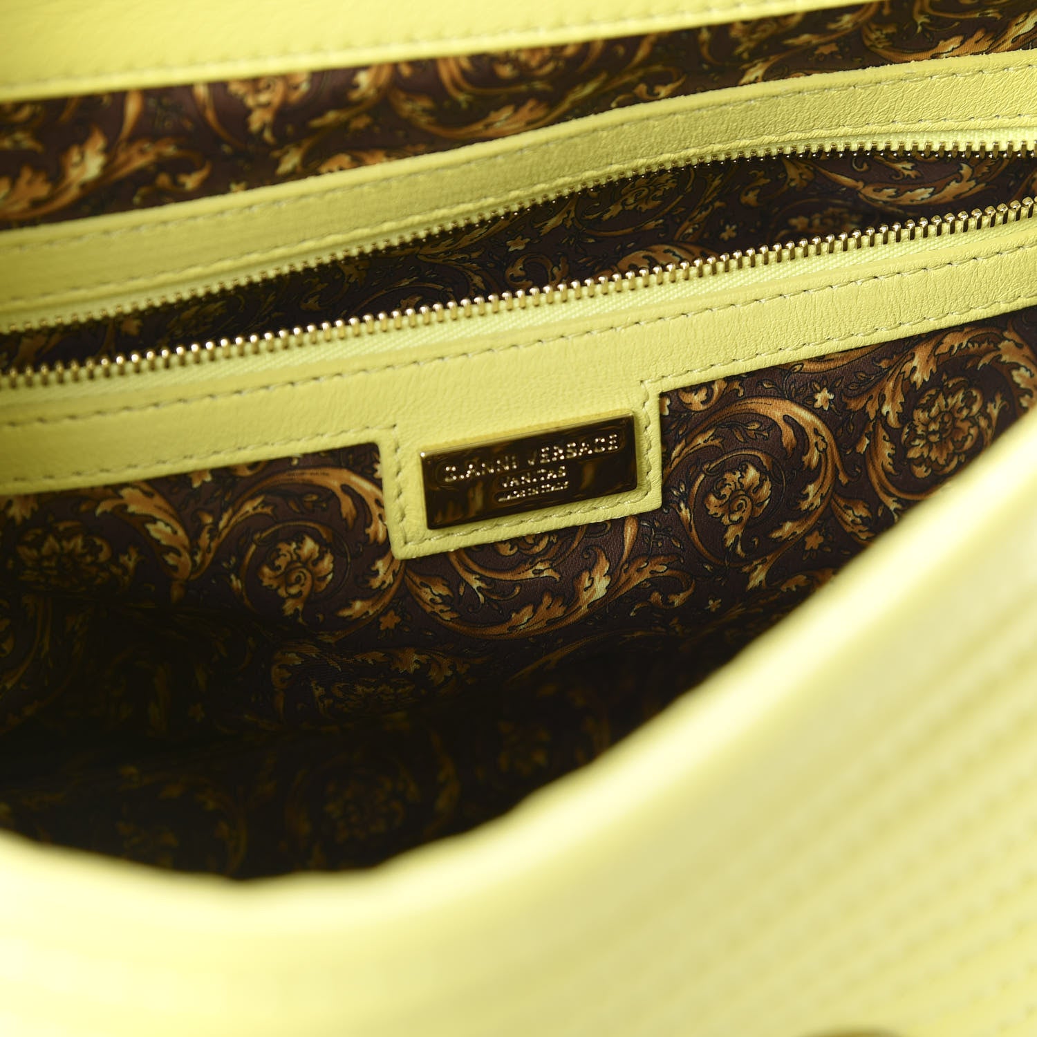 Versace Barocco Quilted Nappa Altea Vanitas Satchel Yellow 5 of 12
