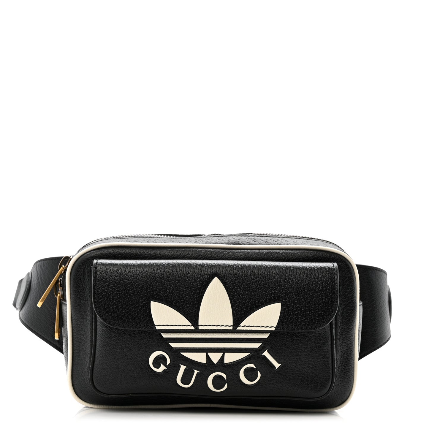 X ADIDAS Textured Dollar Calfskin Belt Bag Black