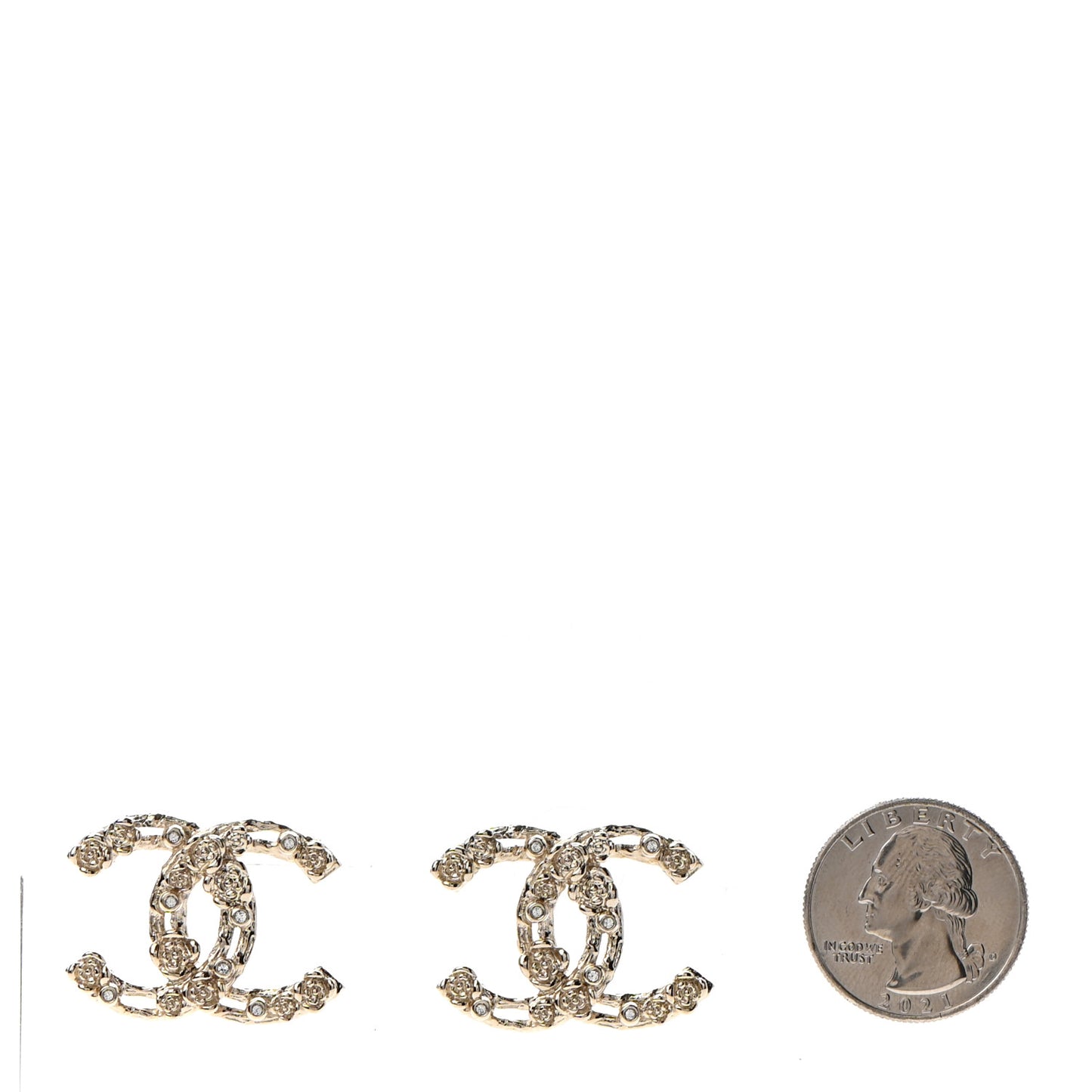 Crystal CC Camellia Earrings Gold
