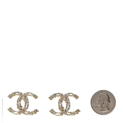 Chanel Crystal CC Camellia Earrings Gold 2 of 4