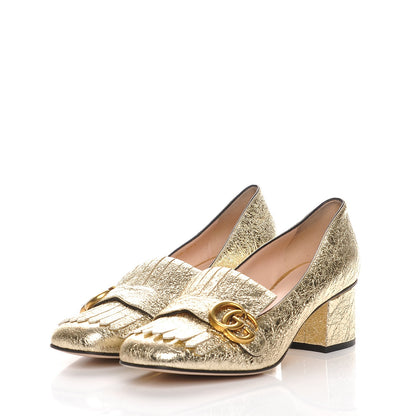 Gucci Galassia GG Marmont Fringe 50mm Loafer Pumps 38.5 Platino 3 of 8