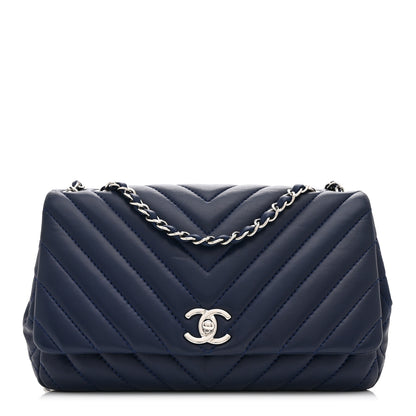 Chanel Lambskin Surpique Chevron Medium Single Flap Blue 1 of 10