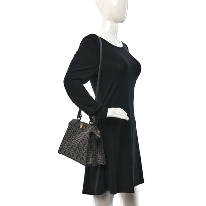 Fendi Chenille Vitello Seta FF Small Peekaboo I SEE U Satchel Anthracite Asfalto 2 of 8