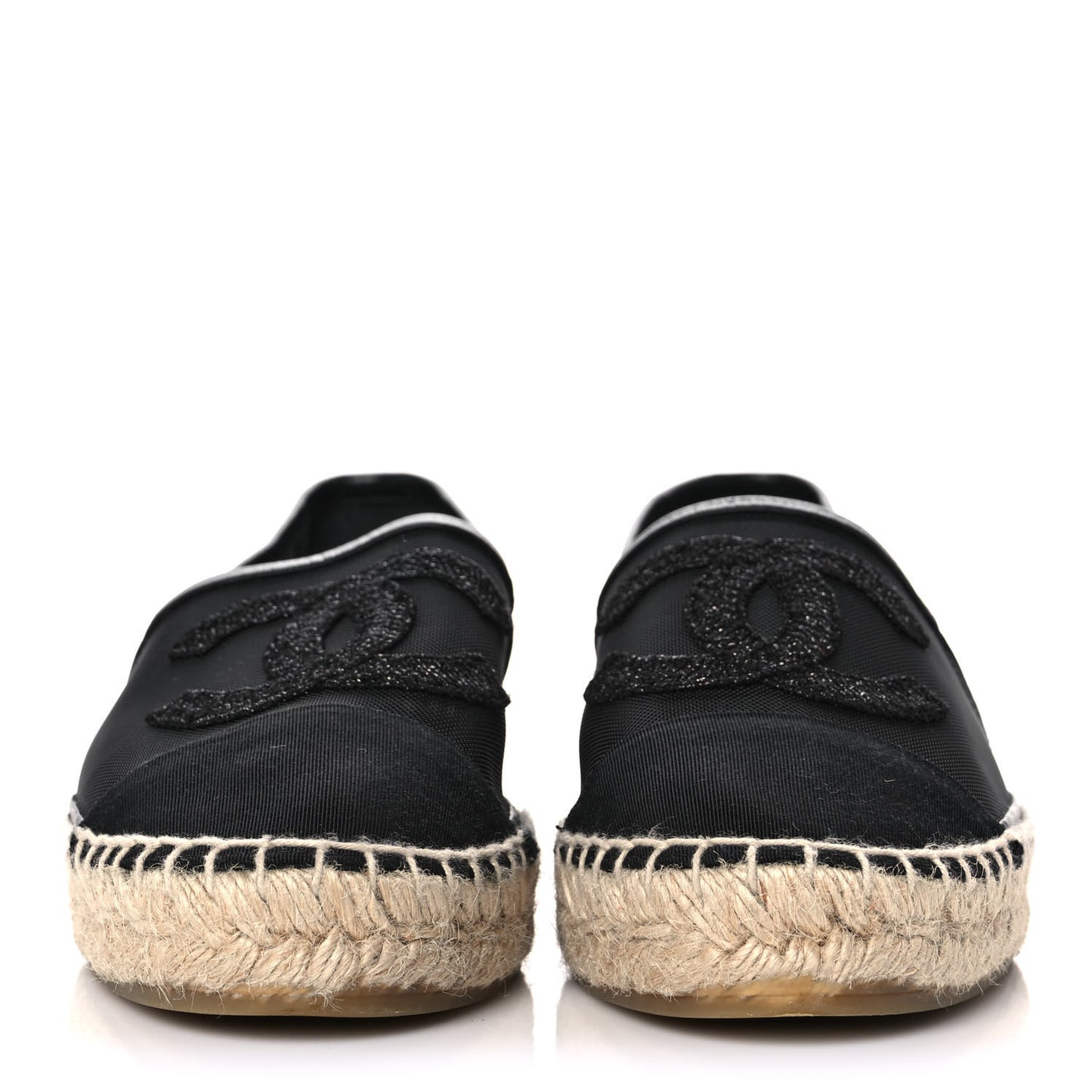 Mesh Grosgrain CC Espadrilles 37 Black