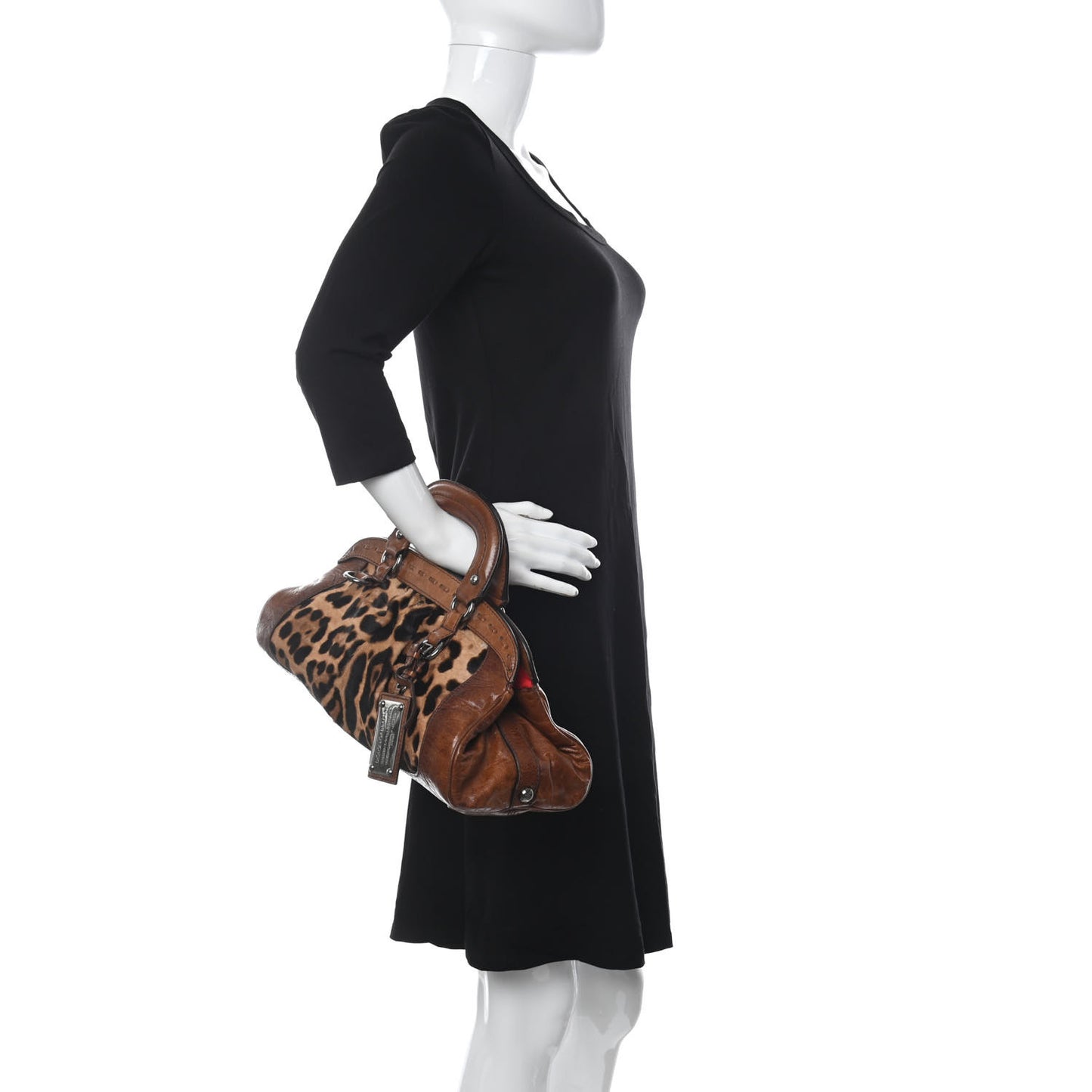 Calf Hair Leopard Print Miss Romantique Satchel Tan