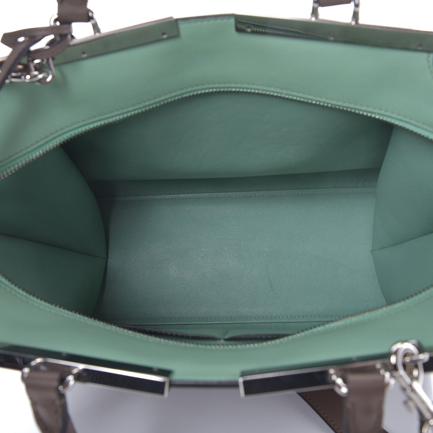 Vitello Dolce Shiny Nappa Petite 3Jours Tote Marrone Verde Acqua
