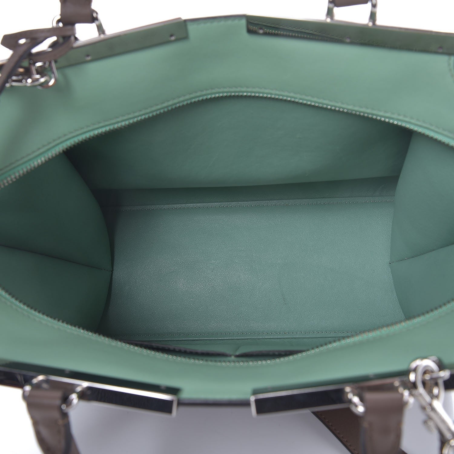 Fendi Vitello Dolce Shiny Nappa Petite 3Jours Tote Marrone Verde Acqua 6 of 8