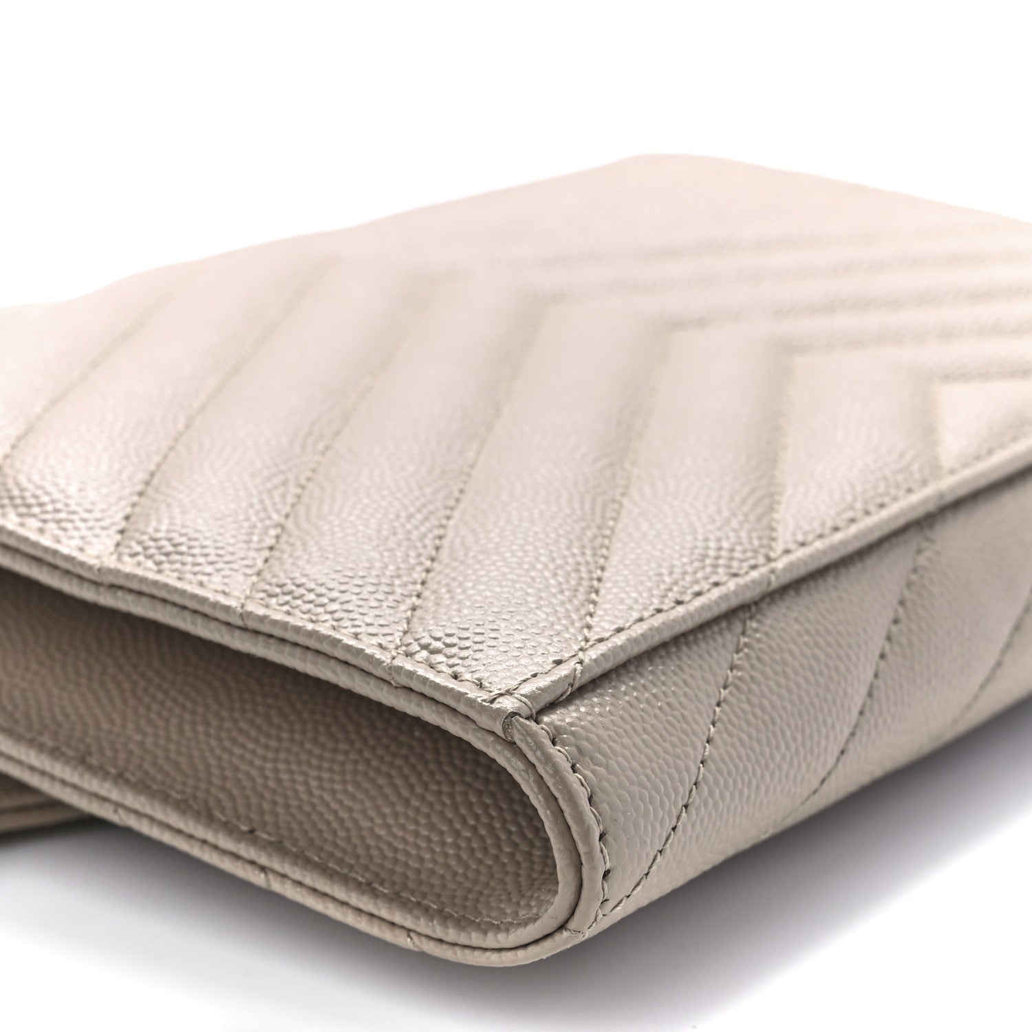 Saint Laurent Grain De Poudre Matelasse Chevron Monogram Envelope Clutch Dark Beige 10 of 11