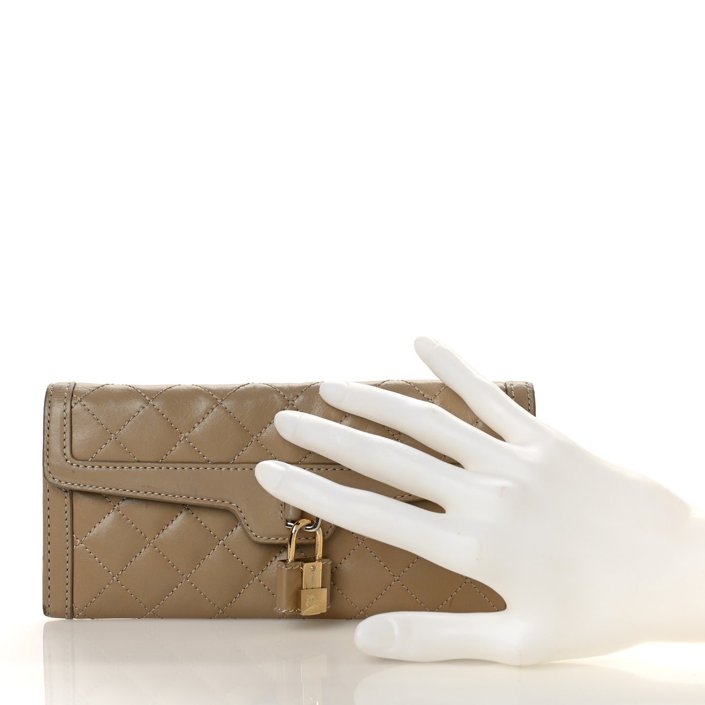 Calfskin Quilted Continental Wallet Beige