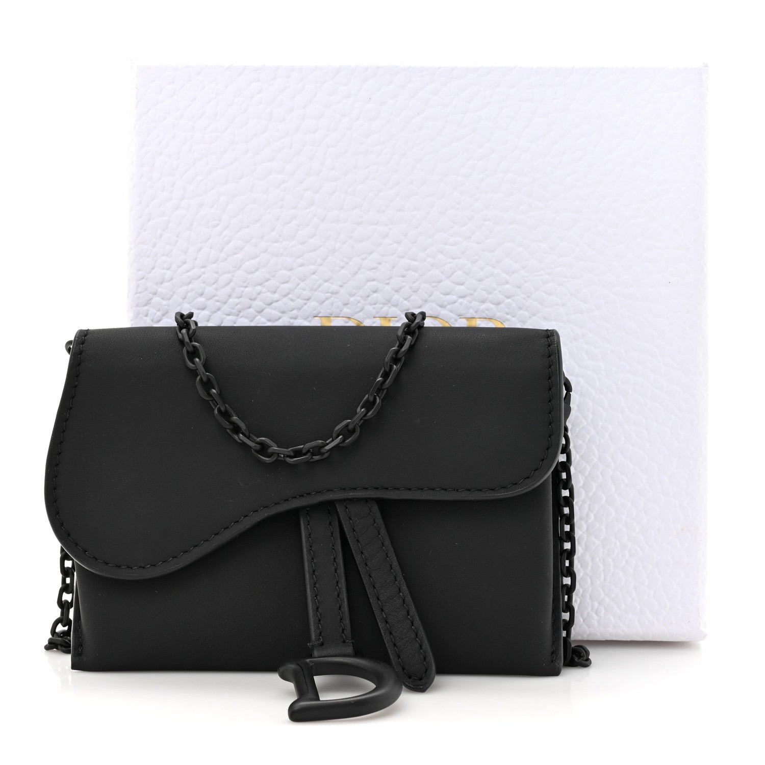 Christian Dior Ultra Matte Calfskin Nano Saddle Chain Pouch Black 10 of 10