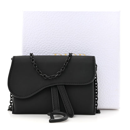 Christian Dior Ultra Matte Calfskin Nano Saddle Chain Pouch Black 10 of 10