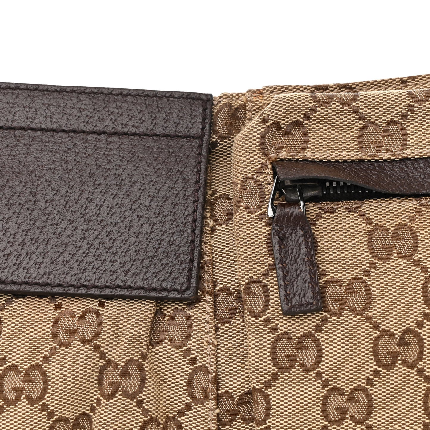 GG Monogram Double Pocket Belt Bag Dark Brown