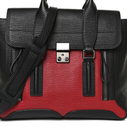 3.1 Phillip Lim Textured Calfskin Medium Pashli Satchel Crimson Black 9 of 11