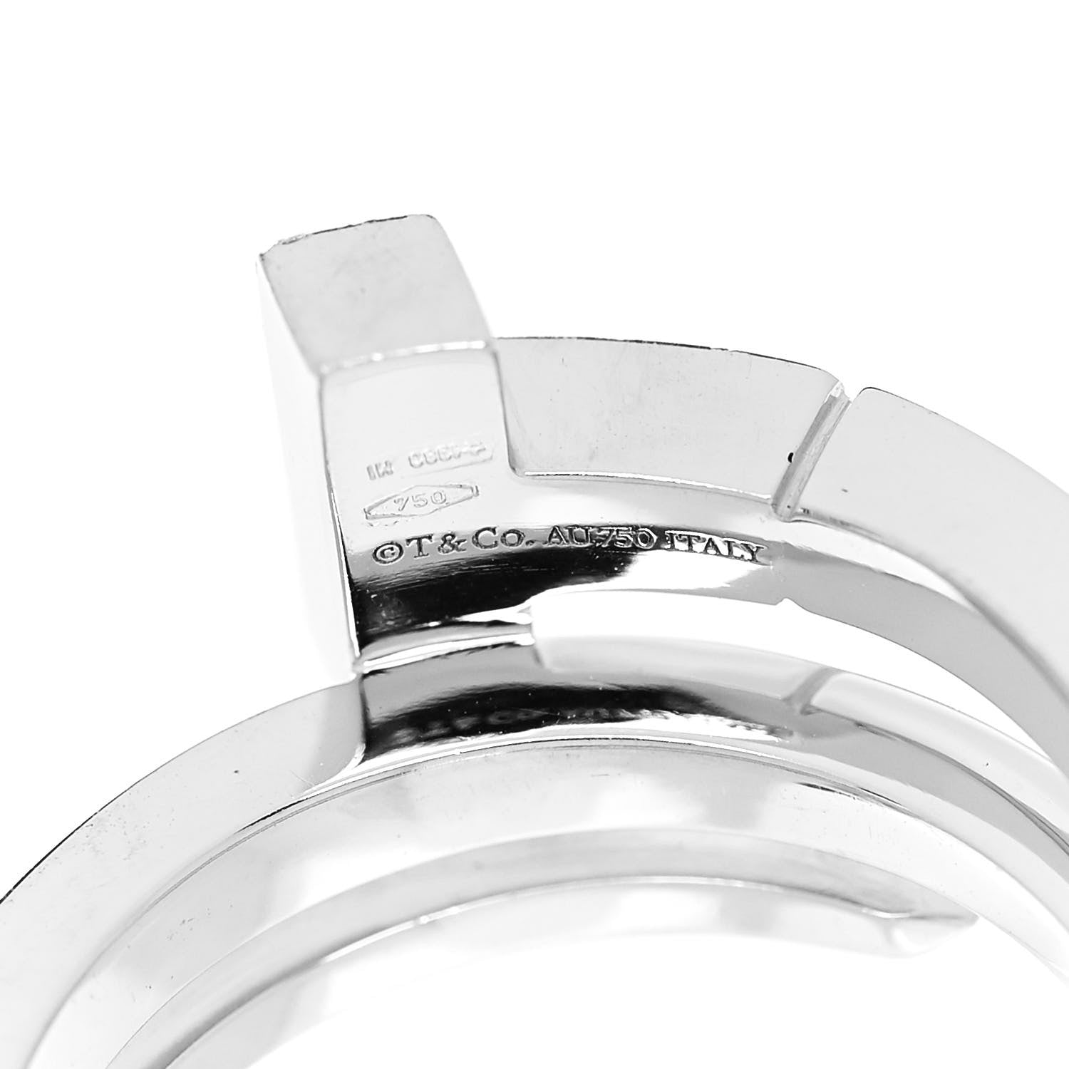 Tiffany 18K White Gold Diamond T Square Wrap Ring 49 4.75 4 of 5