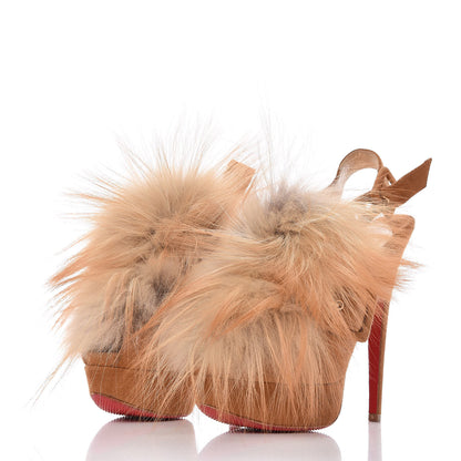 Christian Louboutin Suede Fox Fur Splash 150 Pumps 37.5 Camel 3 of 8